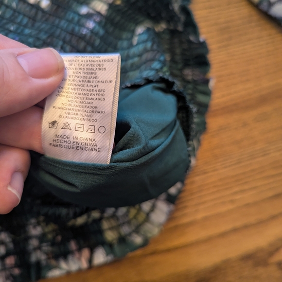 EUC Greylin Anthropologie womens medium Estelle tie neck blouse green floral - Picture 7 of 8